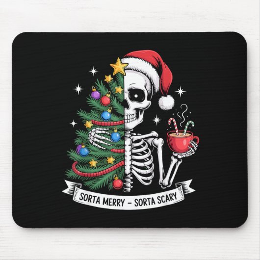 Sorta Merry Sorta Y Santa Skeleton Cocoa Christmas Mousepad (Vorne)