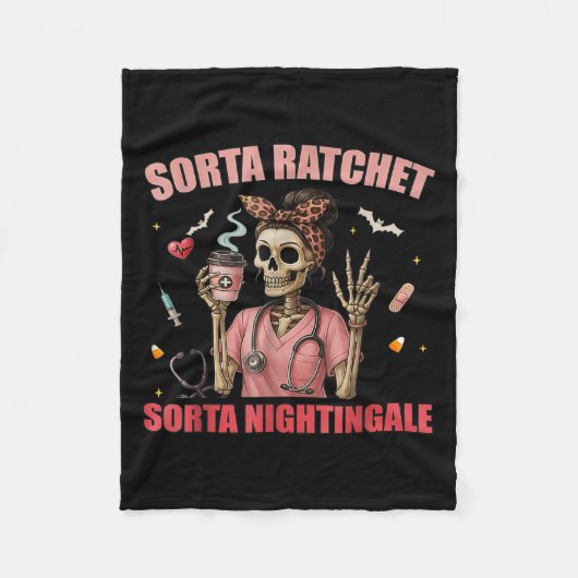 Sorta Ratchet Sorta Nightingale Skeleton Nurse Hal Fleecedecke (Vorderseite)