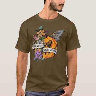 Sorta Sweet Sorta Spooky Bat wing Pumpkin Floral H T-Shirt
