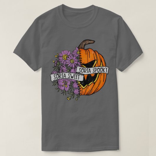 Sorta Sweet Sorta Spooky Funny Hallowen Pumpkin T-Shirt (Design vorne)
