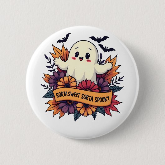 Sorta Sweet Sorta Spooky Halloween Ghost Fall Lieb Button (Vorderseite)