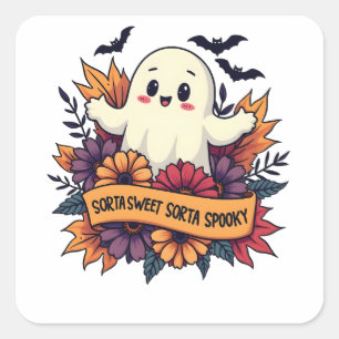 Sorta Sweet Sorta Spooky Halloween Ghost Fall Lieb Quadratischer Aufkleber