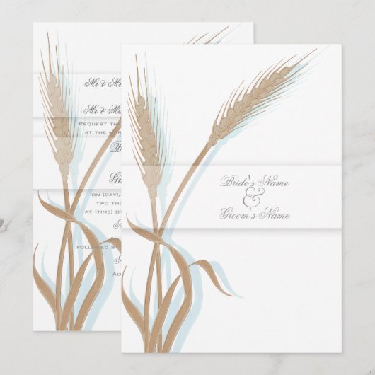 Sorte Hochzeitsweizen Blume Einladung (Vorne/Hinten)