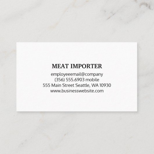 Sortenschnitt | Metzger Visitenkarte (Rückseite)