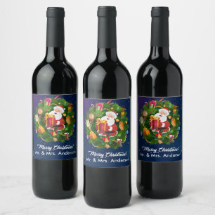 Sortieren Sie das Weihnachtsweinlabel Weinetikett