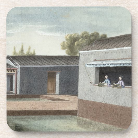 Sortieren von Tee (w/c auf Papier) 2 Getränkeuntersetzer (Vorderseite)