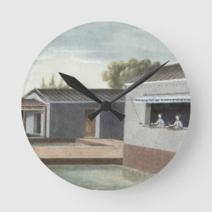 Sortieren von Tee (w/c auf Papier) 2 Runde Wanduhr