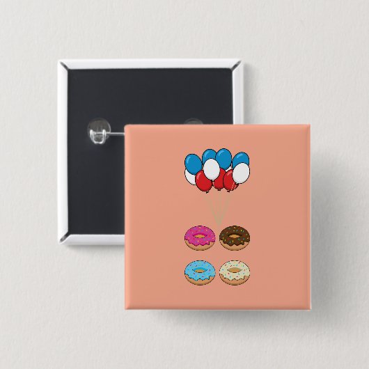 Sortierte Donuts und Luftballons Button (Vorne & Hinten)
