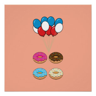 Sortierte Donuts und Luftballons Poster