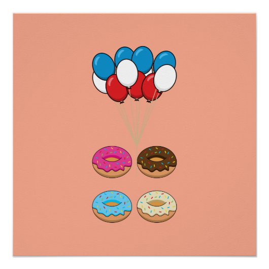 Sortierte Donuts und Luftballons Poster (Vorderseite)