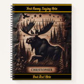 Sortierte Elche in einem Wald nachts mit Sternenhi Notizblock (Vorderseite)