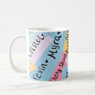 Sortierte Farbe der Namenskarten Kaffeetasse