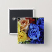 Sortierte frische Rosenbuquets Button (Vorne & Hinten)