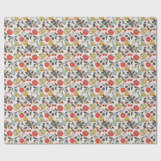 Sortierte Früchte, farbenfrohe, nahtlose Muster. Geschenkpapier (Flach)