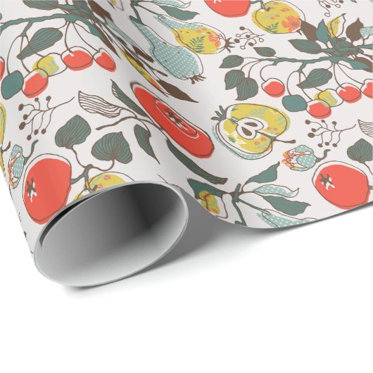 Sortierte Früchte, farbenfrohe, nahtlose Muster. Geschenkpapier (Rolleneckpunkt)