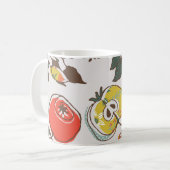 Sortierte Früchte, farbenfrohe, nahtlose Muster. Kaffeetasse (Vorderseite Links)