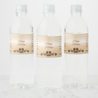 Sortierte Pralinen mit dekorativen Blumen Wasserflaschenetikett