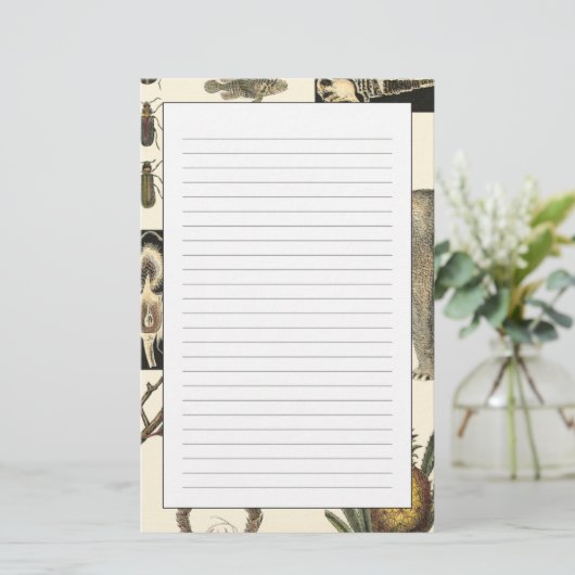 Sortierte Tiere gemalt auf Sahnehintergrund Briefpapier (Stehend Vorderseite)