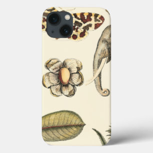Sortierte Tiere gemalt auf Sahnehintergrund iPhone 13 Hülle