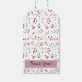 Sortierte zarte Blume in Musterdruck Geschenkanhänger