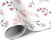Sortierte zarte Blume in Musterdruck Geschenkpapier (Rolleneckpunkt)