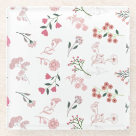 Sortierte zarte Blume in Musterdruck Glasuntersetzer