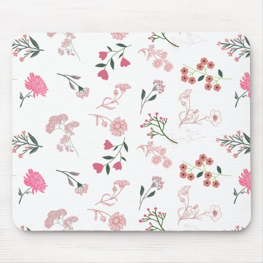 Sortierte zarte Blume in Musterdruck Mousepad (Vorne)