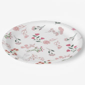 Sortierte zarte Blume in Musterdruck Pappteller (Schrägansicht)