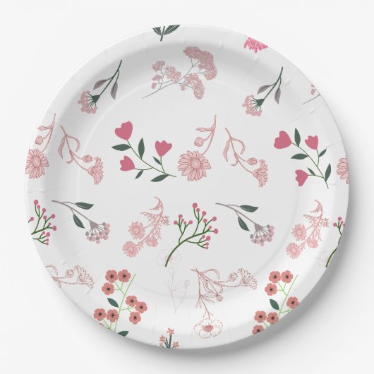 Sortierte zarte Blume in Musterdruck Pappteller (Vorderseite)