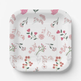 Sortierte zarte Blume in Musterdruck Pappteller