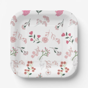 Sortierte zarte Blume in Musterdruck Pappteller