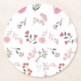 Sortierte zarte Blume in Musterdruck Runder Pappuntersetzer
