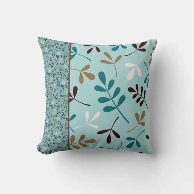 Sortiertes Blatt-Kunst-Knickenten-Sahnegold Brown Kissen (Vorderseite)