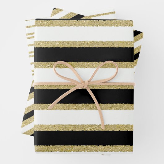 Sortiment an Schwarz-weißen Streifen Geschenkpapier Set (Beispiel)