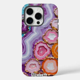 Sortiment an vergoldeten Agate-Scheiben iPhone 16 Pro Hülle
