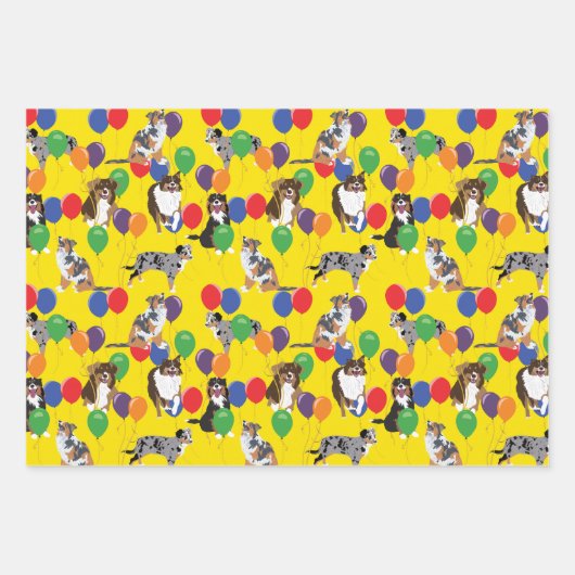 Sortiment australischer Schäferhunde aus Australie Geschenkpapier Set (Vorderseite)