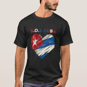 Sos Cuba Flag Herzform T-Shirt Kuba Flag Liebe