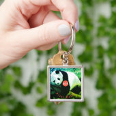 SOS Giant Panda Porte-clés carré Premium Schlüsselanhänger (Hand)