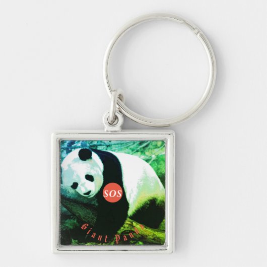 SOS Giant Panda Porte-clés carré Premium Schlüsselanhänger (Vorne)