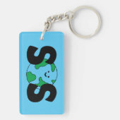 SOS World Ecofriendly Icon Happy Earth Clipart Öko Schlüsselanhänger (Rückseite)