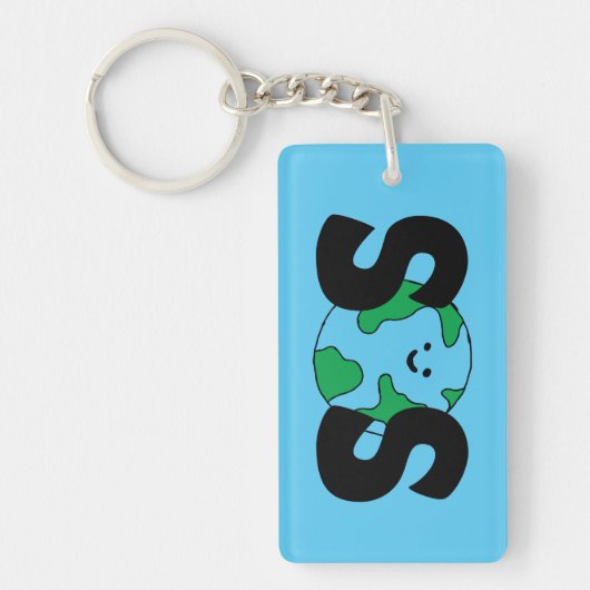 SOS World Ecofriendly Icon Happy Earth Clipart Öko Schlüsselanhänger (Vorderseite)