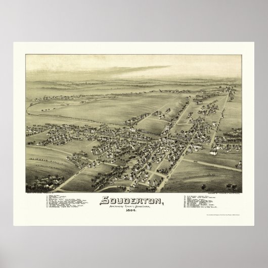 Souderton, PA Panoramic Map - 1894 Poster (Vorne)