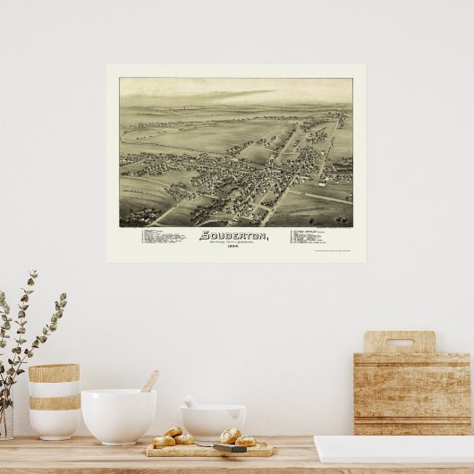 Souderton, PA Panoramic Map - 1894 Poster (Küche)