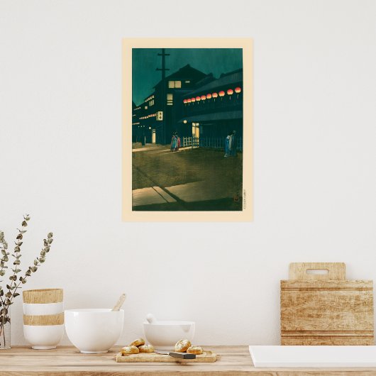 Souemoncho Night von Kawase Hasui Poster (Küche)