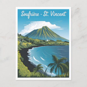 Soufrière Saint Vincent Vintag Postkarte