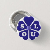 Soul-Blumen-Blau-Button Button (Vorne & Hinten)