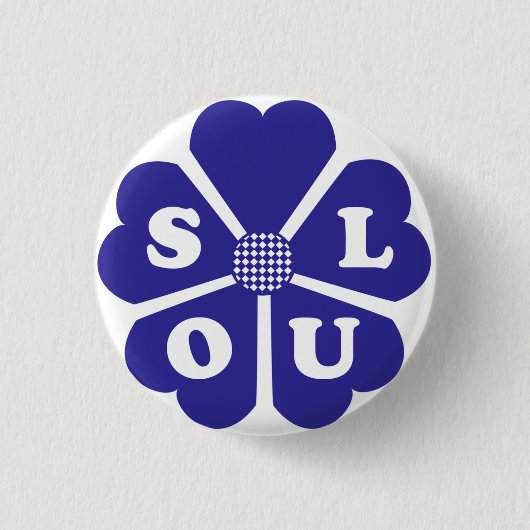 Soul-Blumen-Blau-Button Button (Vorderseite)