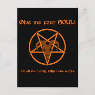 Soul Cash Pentagramm Satanic Dark Spaß Ziege Postkarte