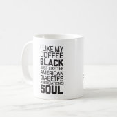 Soul des Vergaser Agains Menschlichkeits-schwarzen Kaffeetasse (Vorderseite Links)