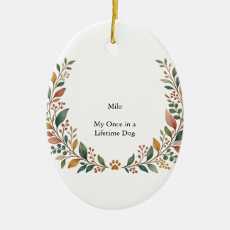 Soul Dog Botanical Keramik Oval Ornament